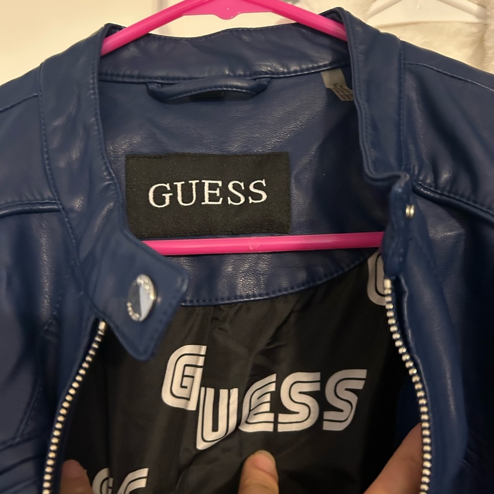Guess Navy Faux Leather Jacket